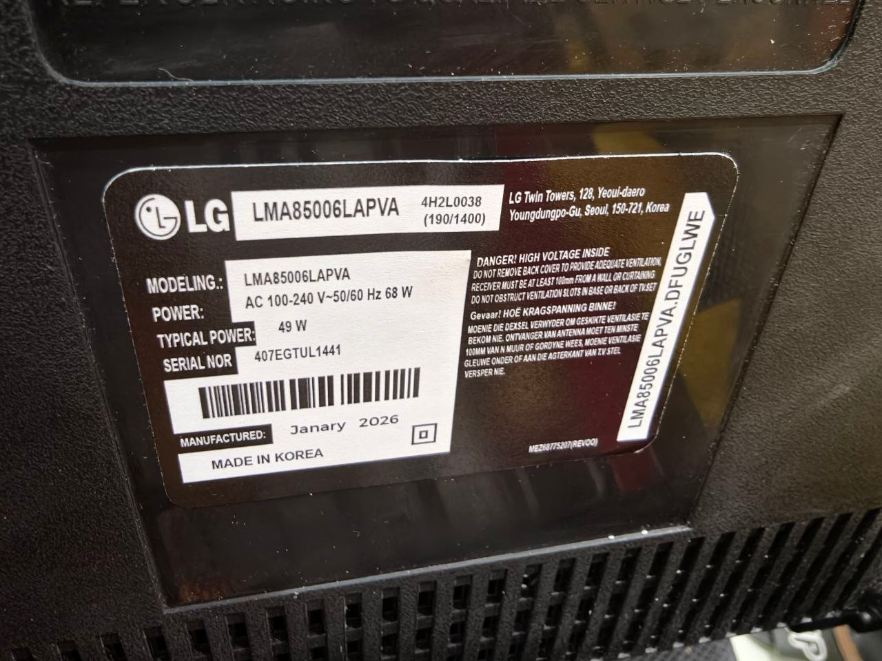 كود 7211
شاشه 32 بوصة اسمارت lg
موديل LMA85006LAPV
Made in Korea
