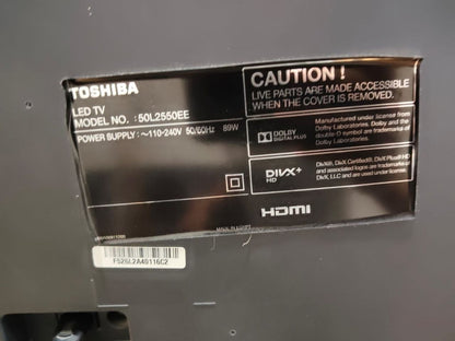 8411
الموديل: Toshi ba 50L2550EE
شاشه توشيبا. كسر زيرو  
المقاس: 50 بوصة LED