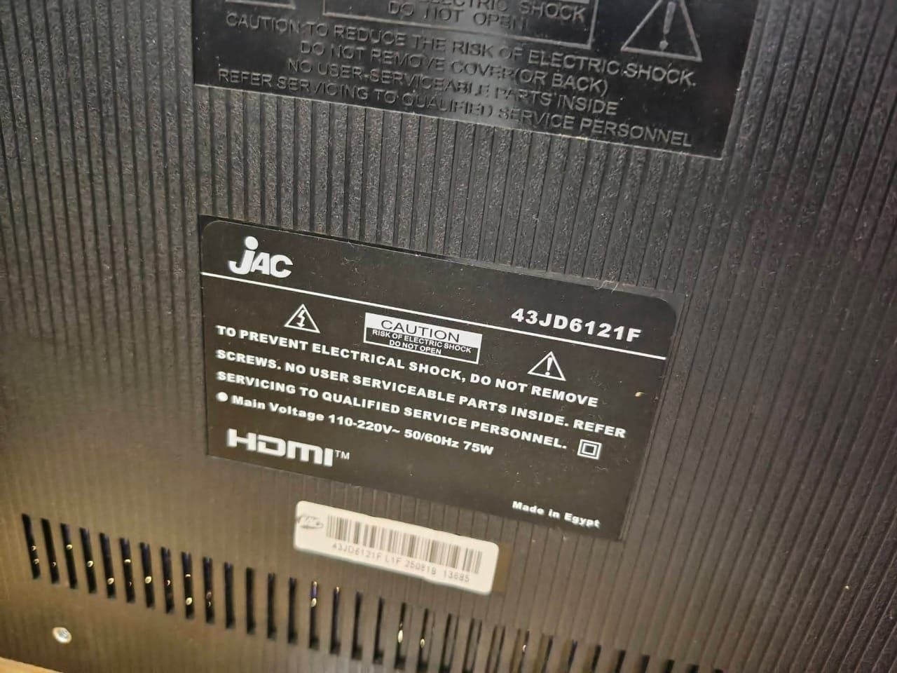 كود 8012
📺 شاشة جاك 43 بوصة LED
كسر زيرو