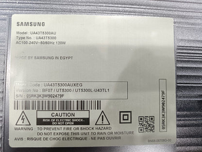 كود 5489
شاشه سامسونج 43 بوصه اسمارت 
جديده