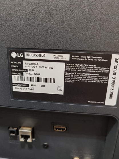 شاشه  LG 50UQ75006 زيرو  بتقنية 4K